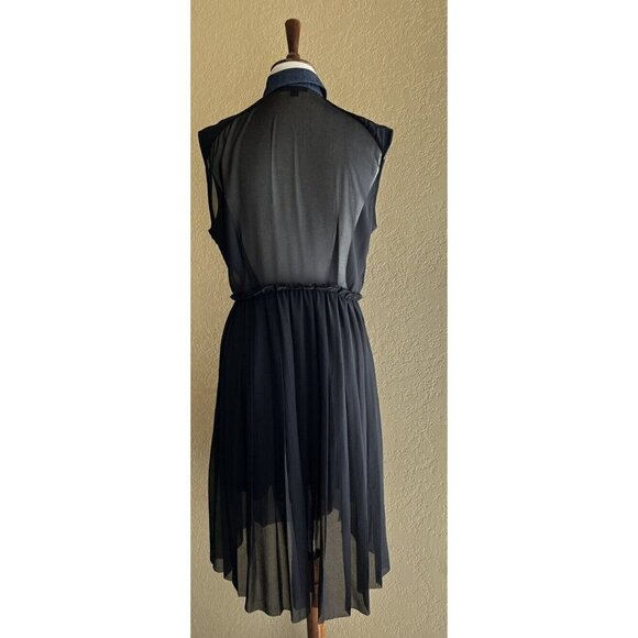DIESEL Women's Black Chiffon Collared D-casey-b Pleated Shirt Dress DL12 $248 - Picture 3 of 11